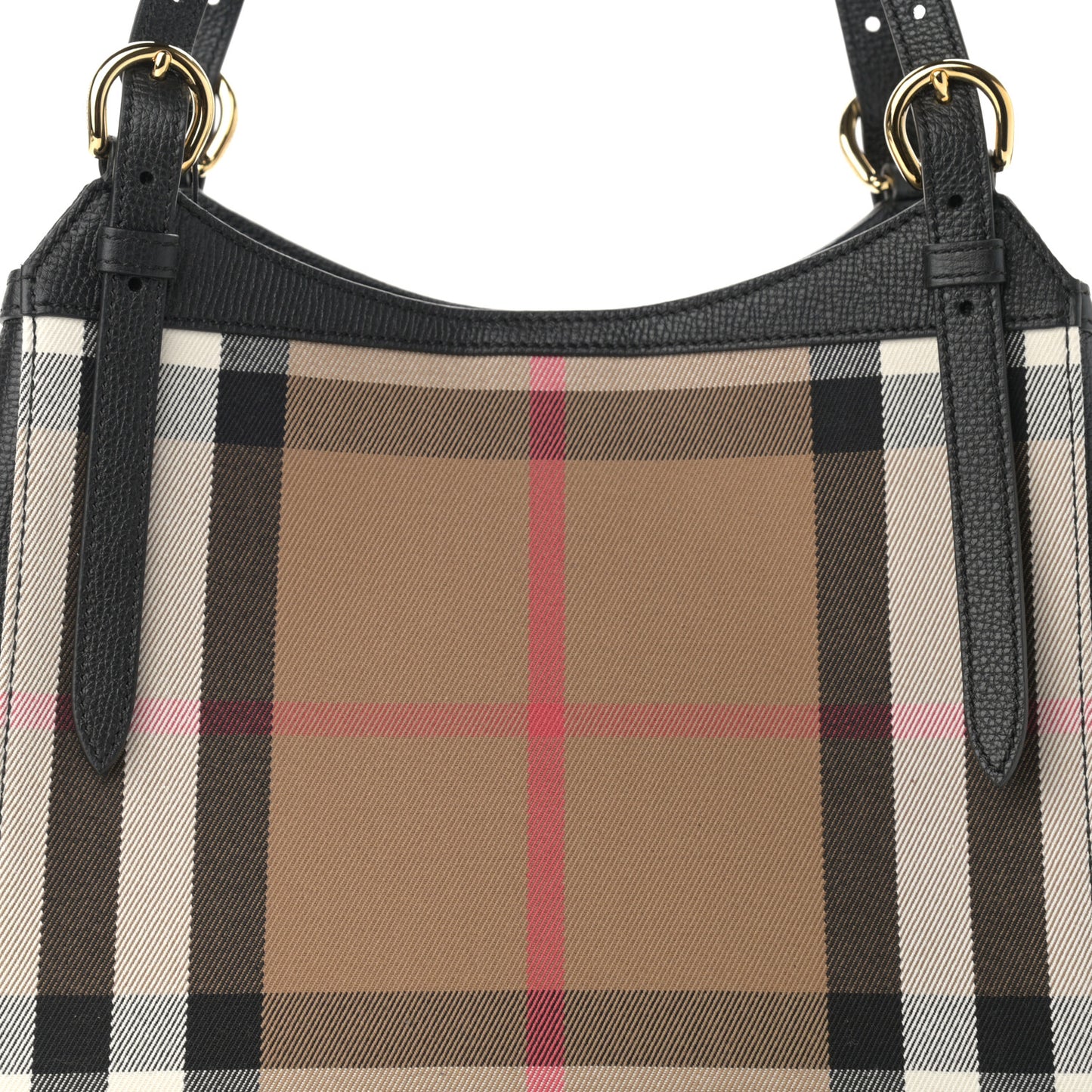Grainy Calfskin House Check Small Canterbury Tote Black