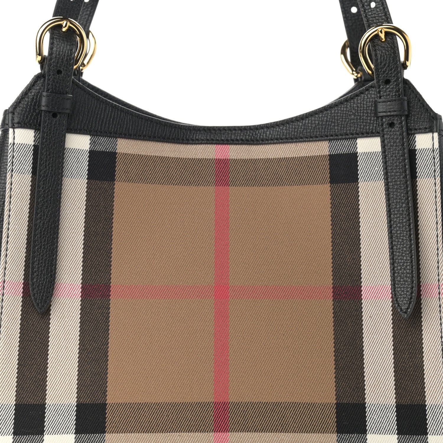 Burberry Grainy Calfskin House Check Small Canterbury Tote Black 8 of 10