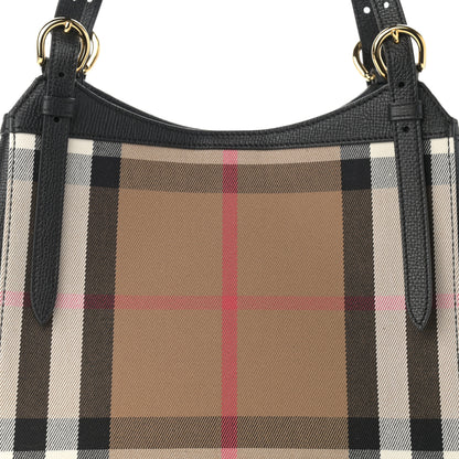 Burberry Grainy Calfskin House Check Small Canterbury Tote Black 8 of 10