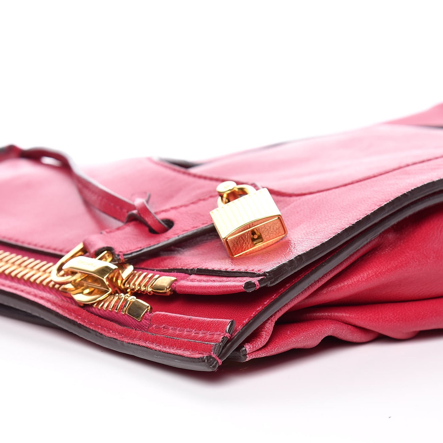Ramskin Large Alix Padlock Zip Shoulder Bag Fuchsia
