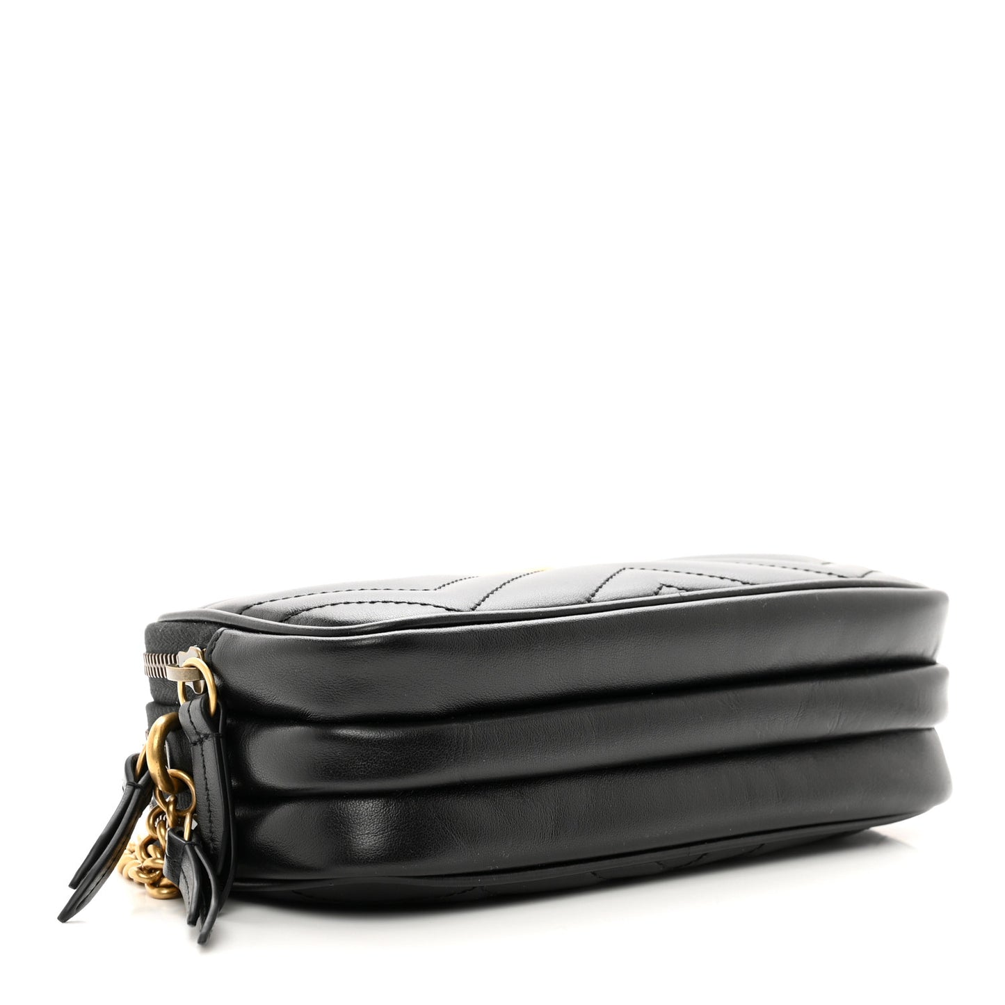 Calfskin Matelasse Mini GG Marmont Chain Crossbody Bag Black