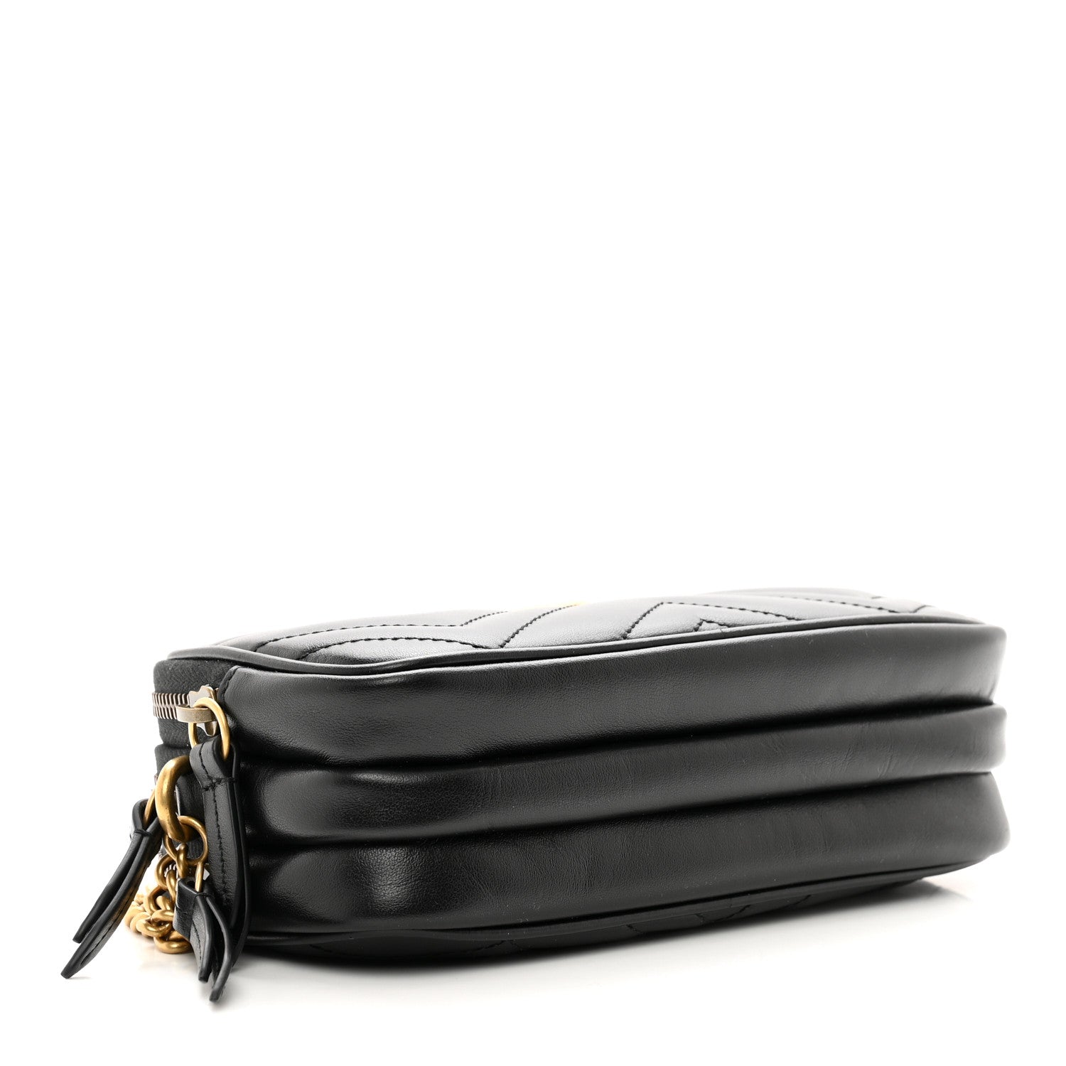 Gucci Calfskin Matelasse Mini GG Marmont Chain Crossbody Bag Black 4 of 10