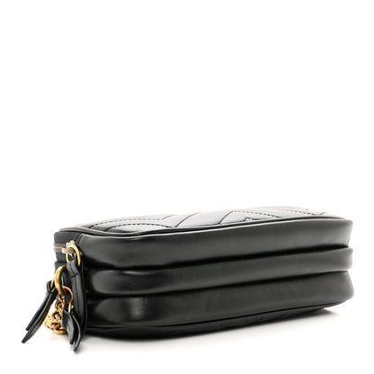Gucci Calfskin Matelasse Mini GG Marmont Chain Crossbody Bag Black 4 of 10