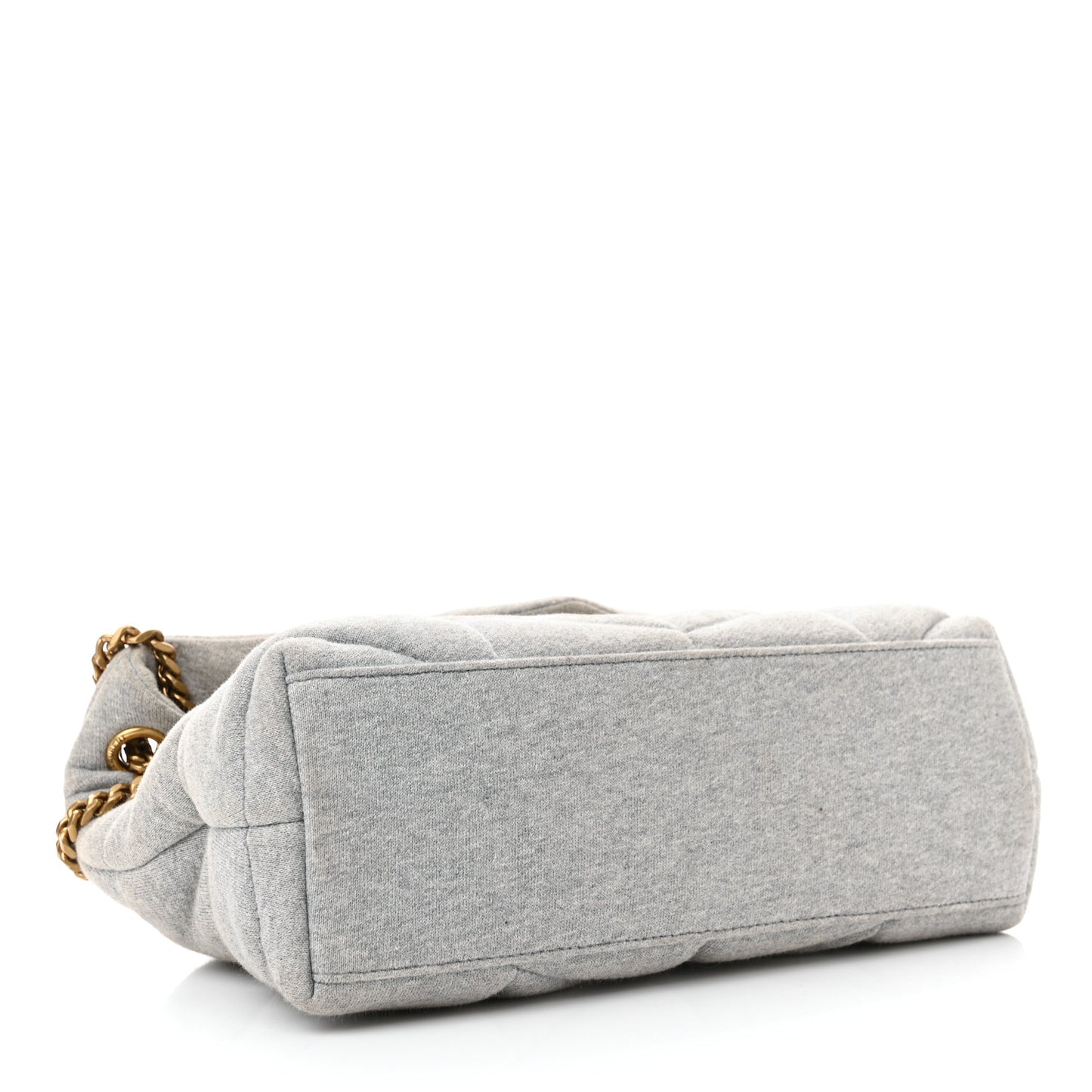 Jersey Quilted Small Loulou Puffer Monogram Chain Satchel Grey Cloud