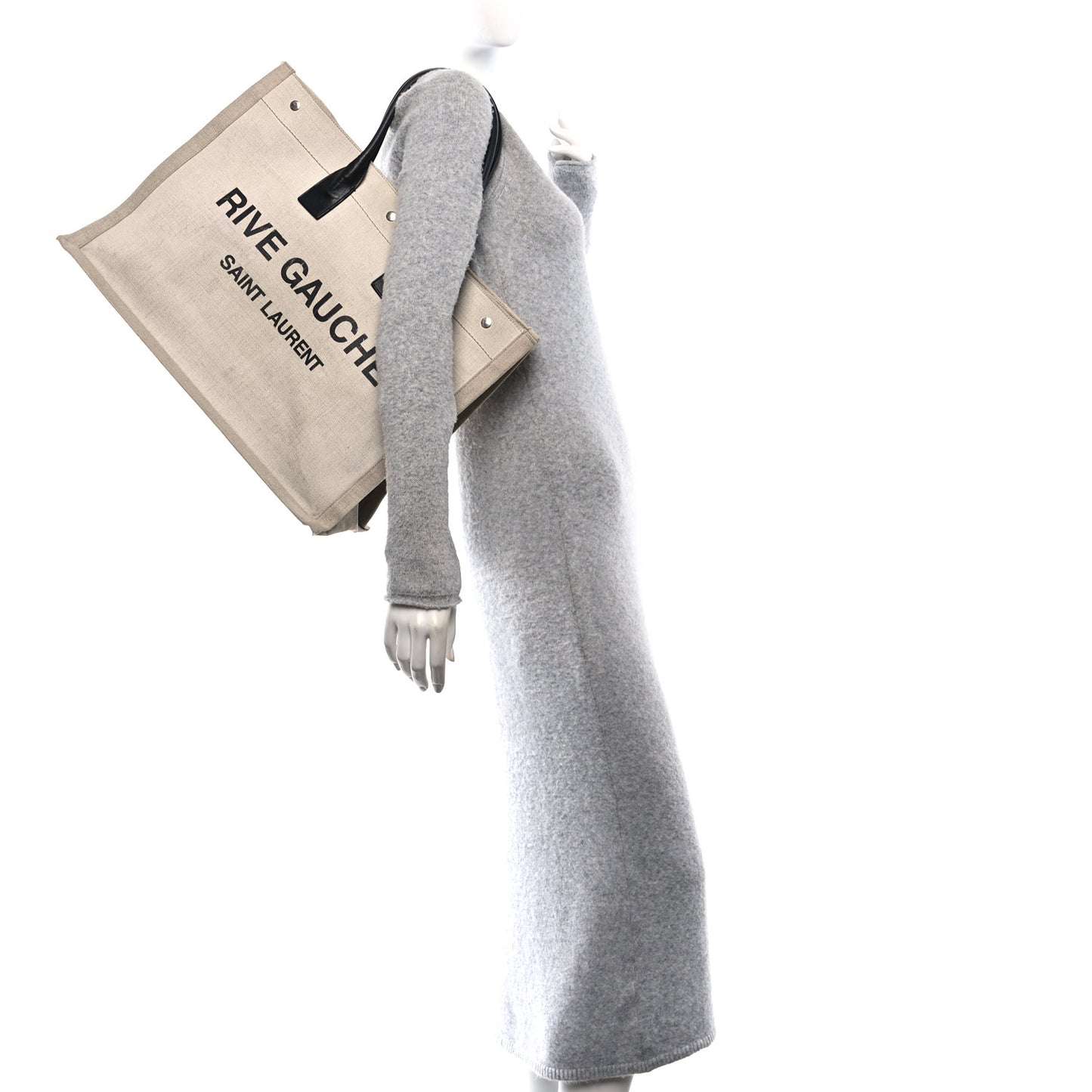 Linen Calfskin Rive Gauche Tote Optic White