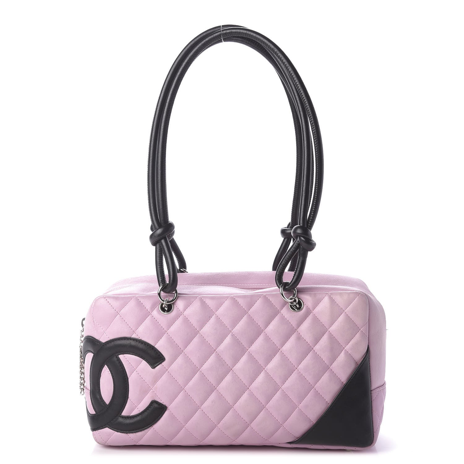 Chanel Calfskin Quilted Large Cambon Bowler Pink Black 1 of 12