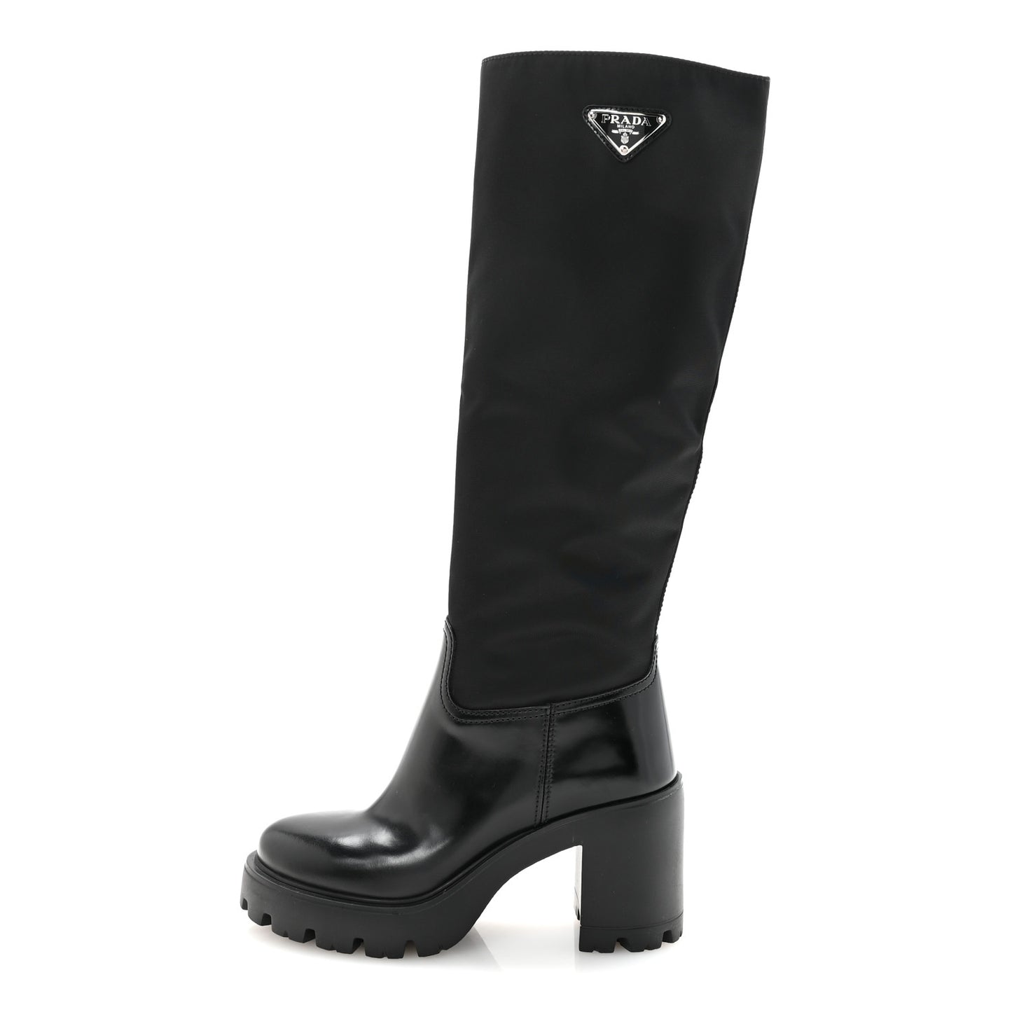 Spazzolato Re-Nylon Metal Triangle Logo 90mm Tall Boots 36 Black