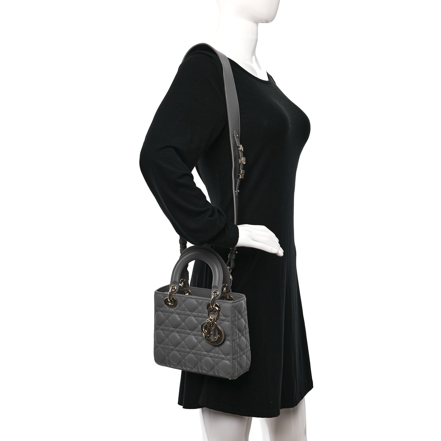 Lambskin Cannage Small My ABCDior Lady Dior Grey