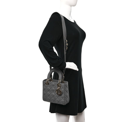 Christian Dior Lambskin Cannage Small My ABCDior Lady Dior Grey 2 of 11