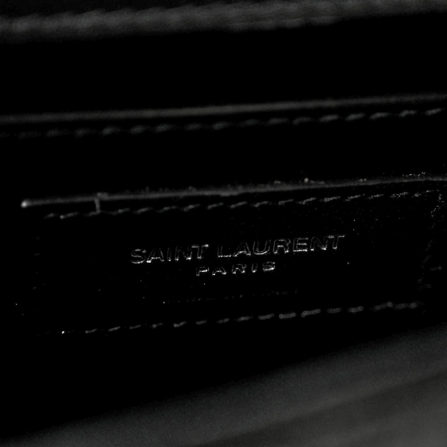 Velvet Crystal Studded Monogram Small Kate Satchel Black
