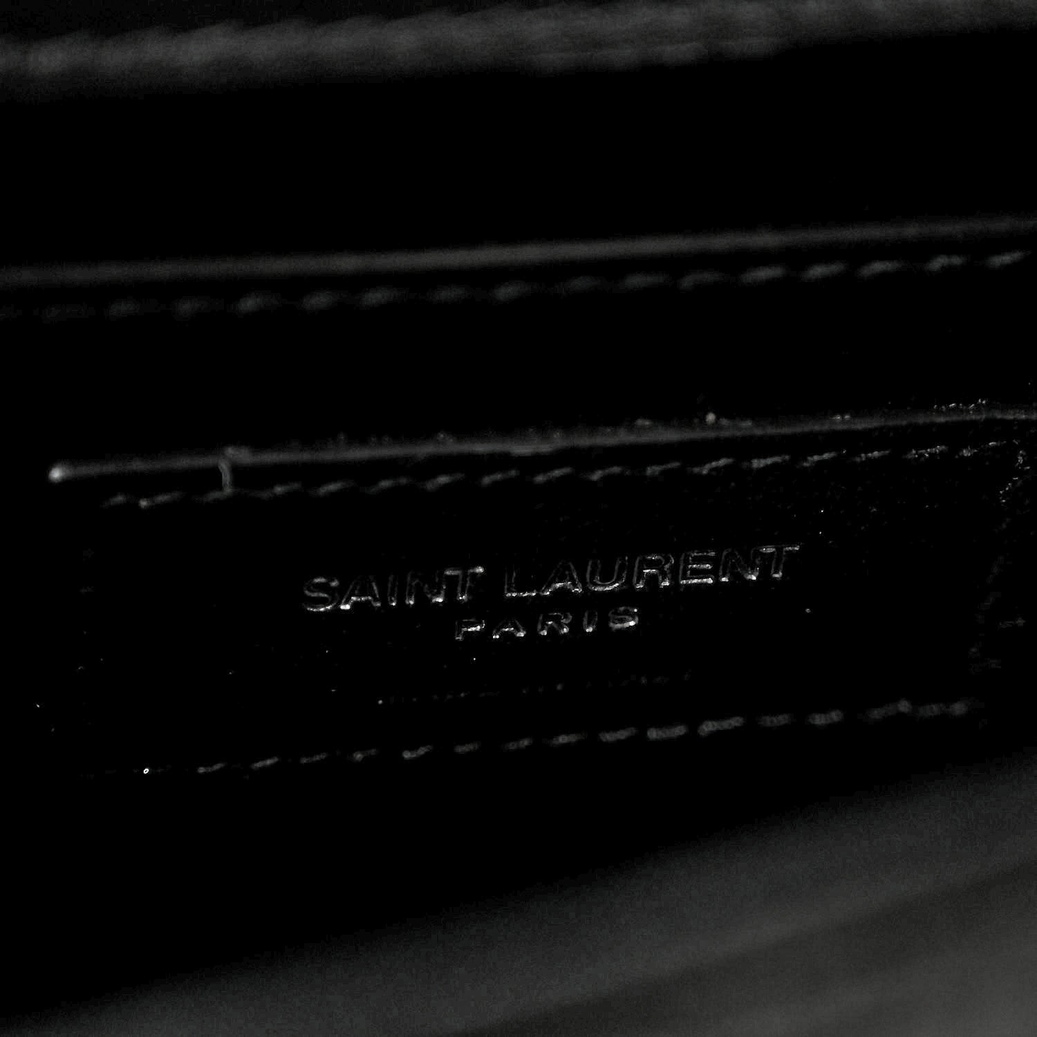 Saint Laurent Velvet Crystal Studded Monogram Small Kate Satchel Black 6 of 13
