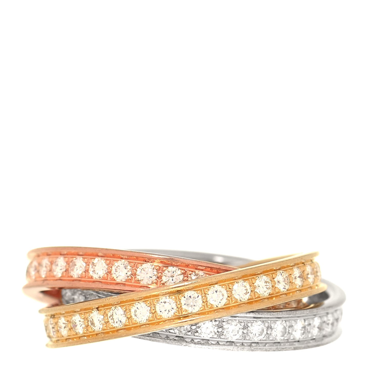 18K White Yellow Pink Gold Diamond Trinity Ring 57 8