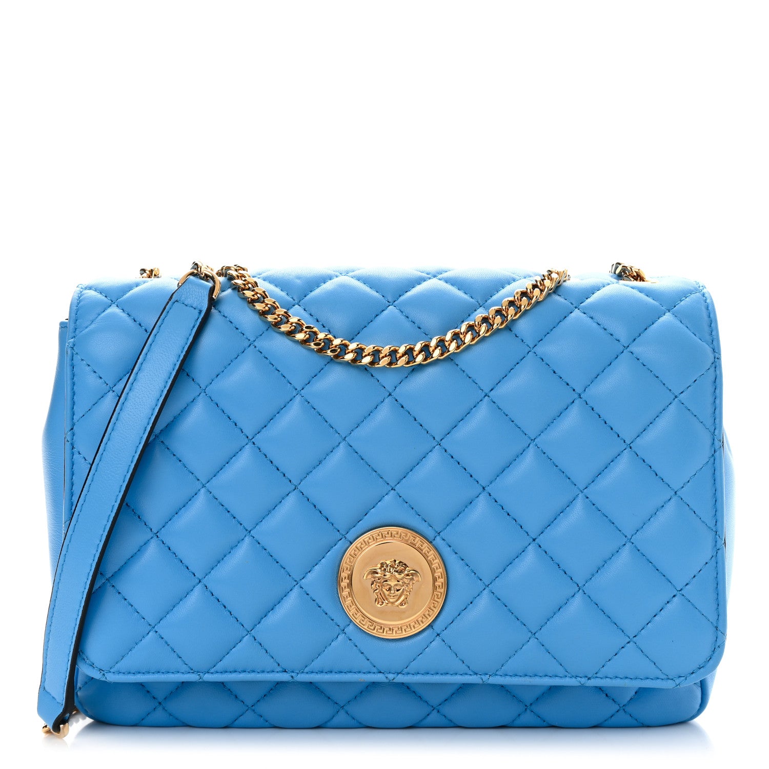 Versace Nappa Quilted Medusa Chain Crossbody Blue 1 of 12