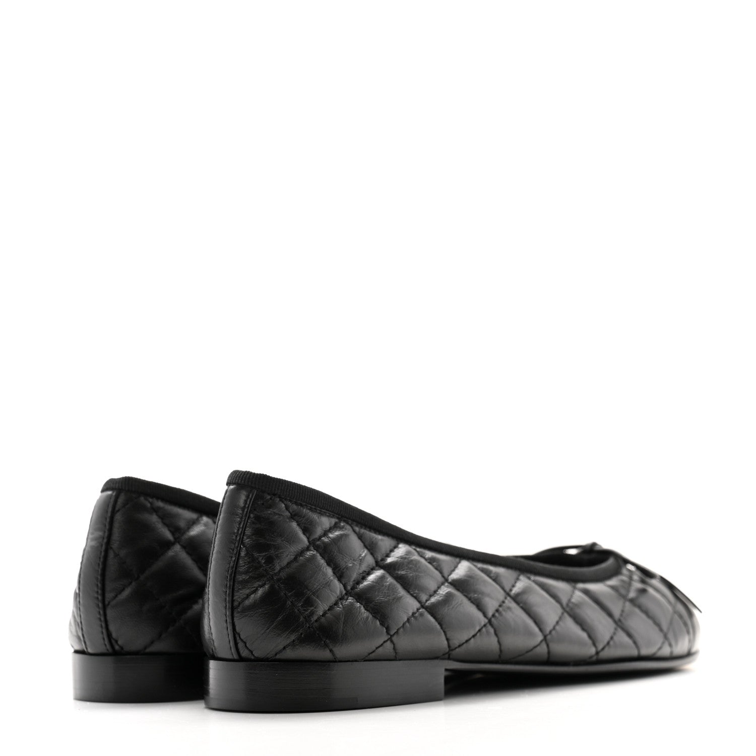 Chanel Aged Calfskin Quilted CC Cap Toe Ballerina Flats 38.5 Black 4 of 10