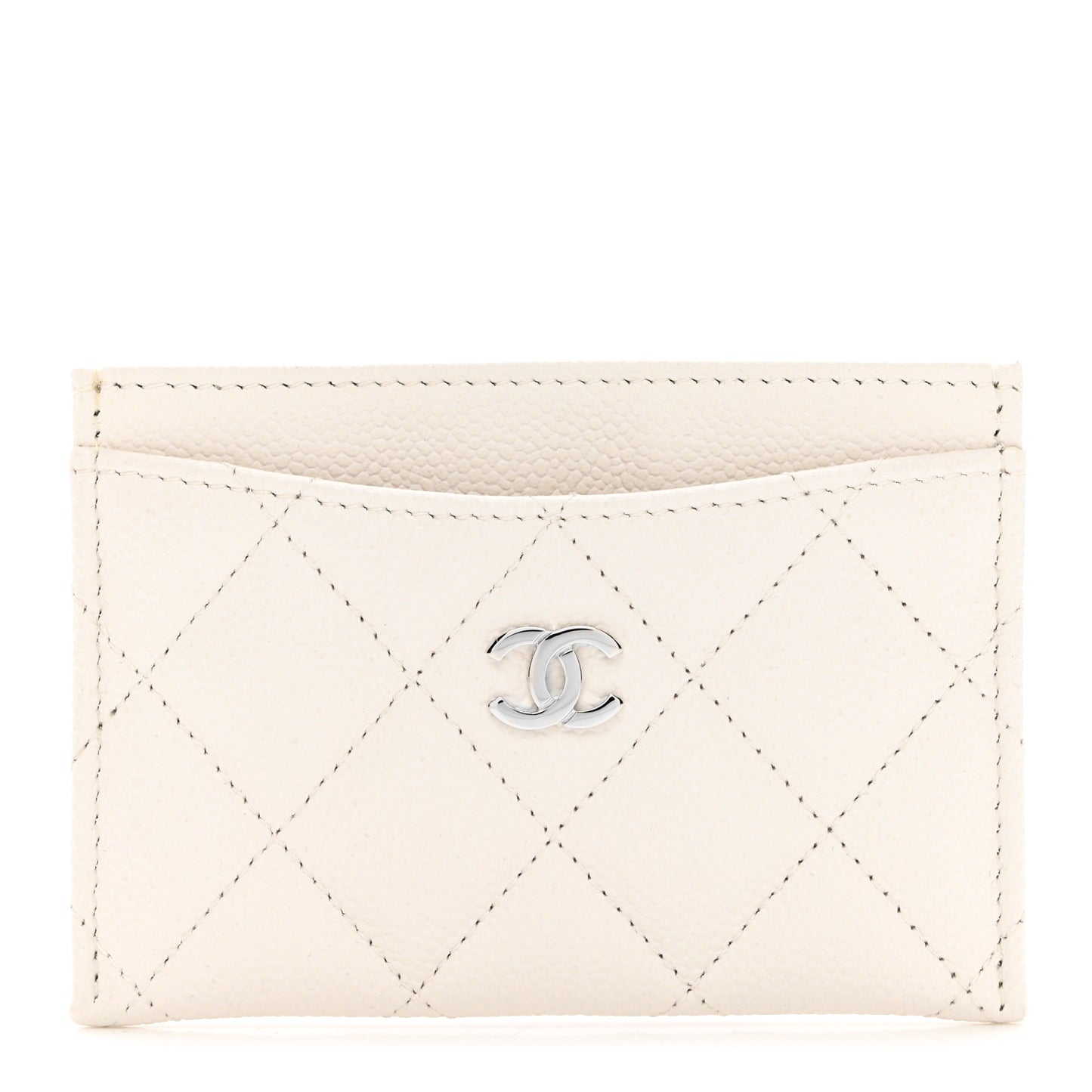 Caviar Quilted Card Holder White