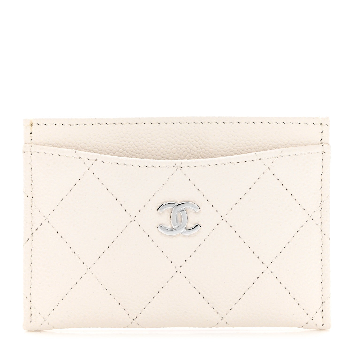 Chanel Caviar Quilted Card Holder White 1 of 8