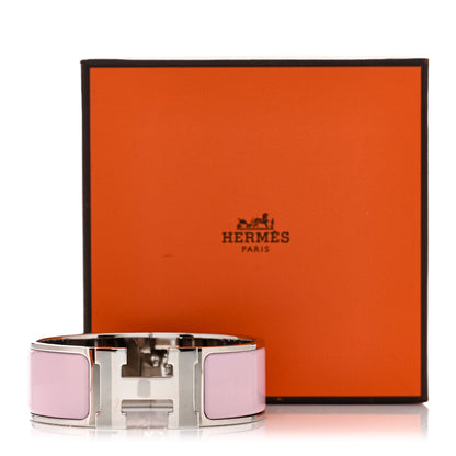 Hermes Enamel Wide Clic Clac H Bracelet PM Rose Dragee 5 of 5