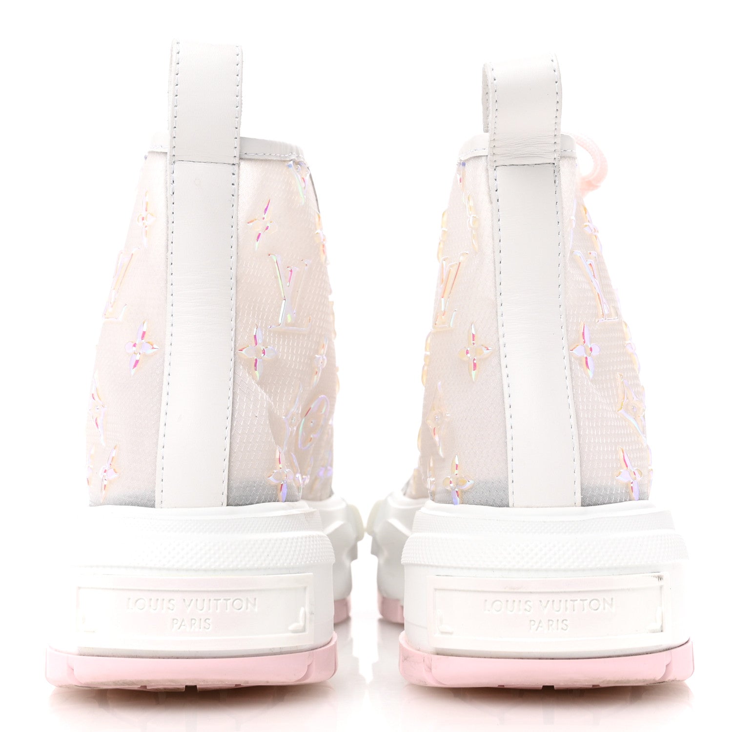 Louis Vuitton Iridescent Technical Mesh Monogram LV Squad Sneaker Boots 38.5 Rose Clair 6 of 12
