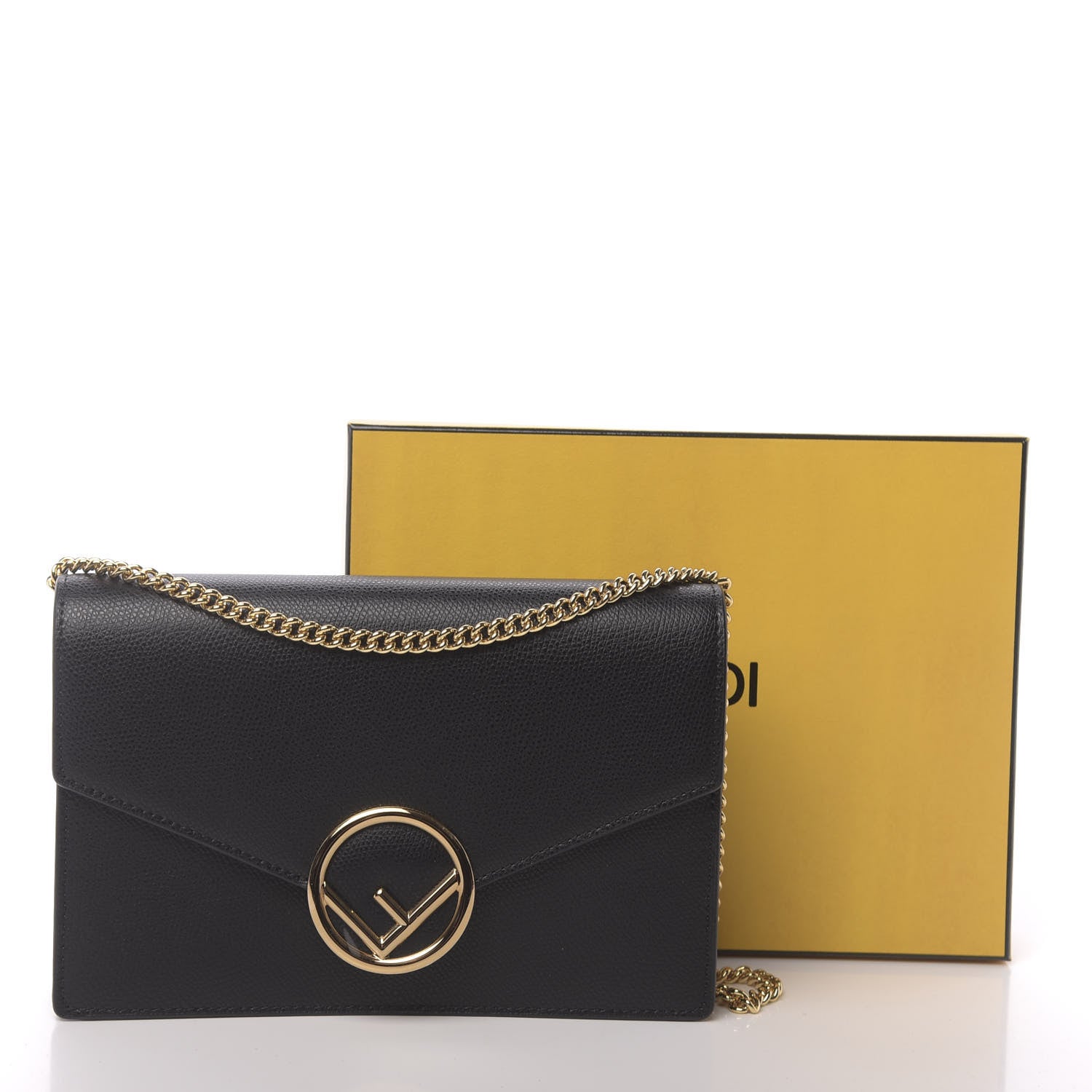 Fendi Vitello Cruise F is Fendi Medium Envelope Wallet on Chain Black 11 of 11