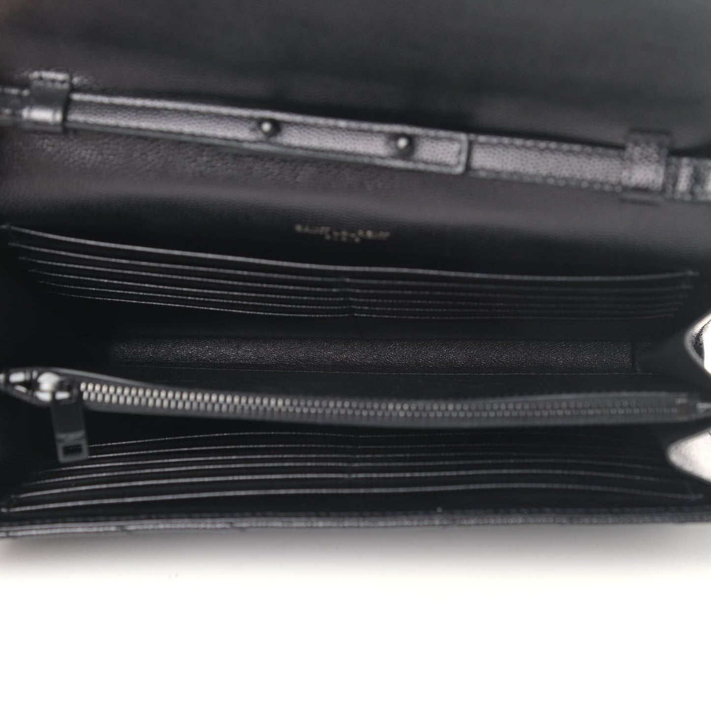 Grain De Poudre Matelasse Chevron Monogram Chain Wallet Black
