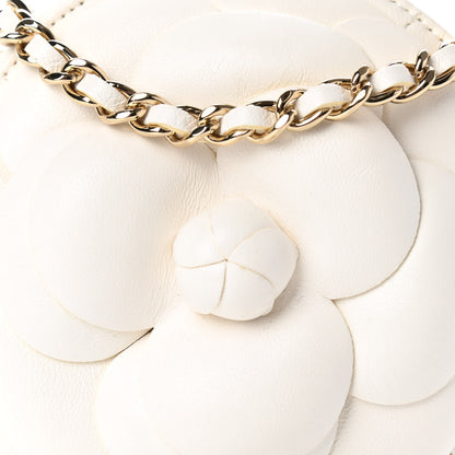 Chanel Lambskin Mini Camellia Bouquet Clutch With Chain White 8 of 11
