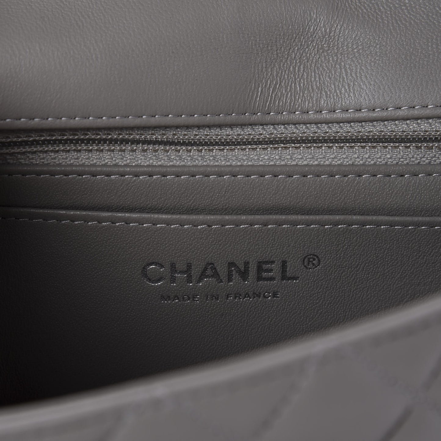 Lambskin Quilted Mini Rectangular Flap Grey