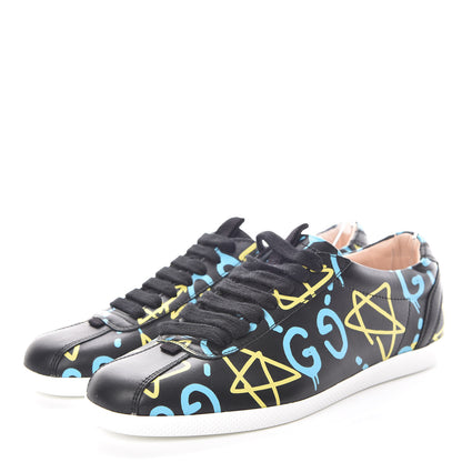 Gucci Calfskin GucciGhost Print Womens Low Top Sneakers 35.5 Black New Acquamarine 3 of 7