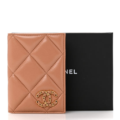 Chanel Lambskin Quilted Chanel 19 Passport Holder Brown 11 of 11