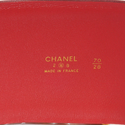 Chanel Leather Gold Chain Medallion Wide Belt 70 Red 3 of 5