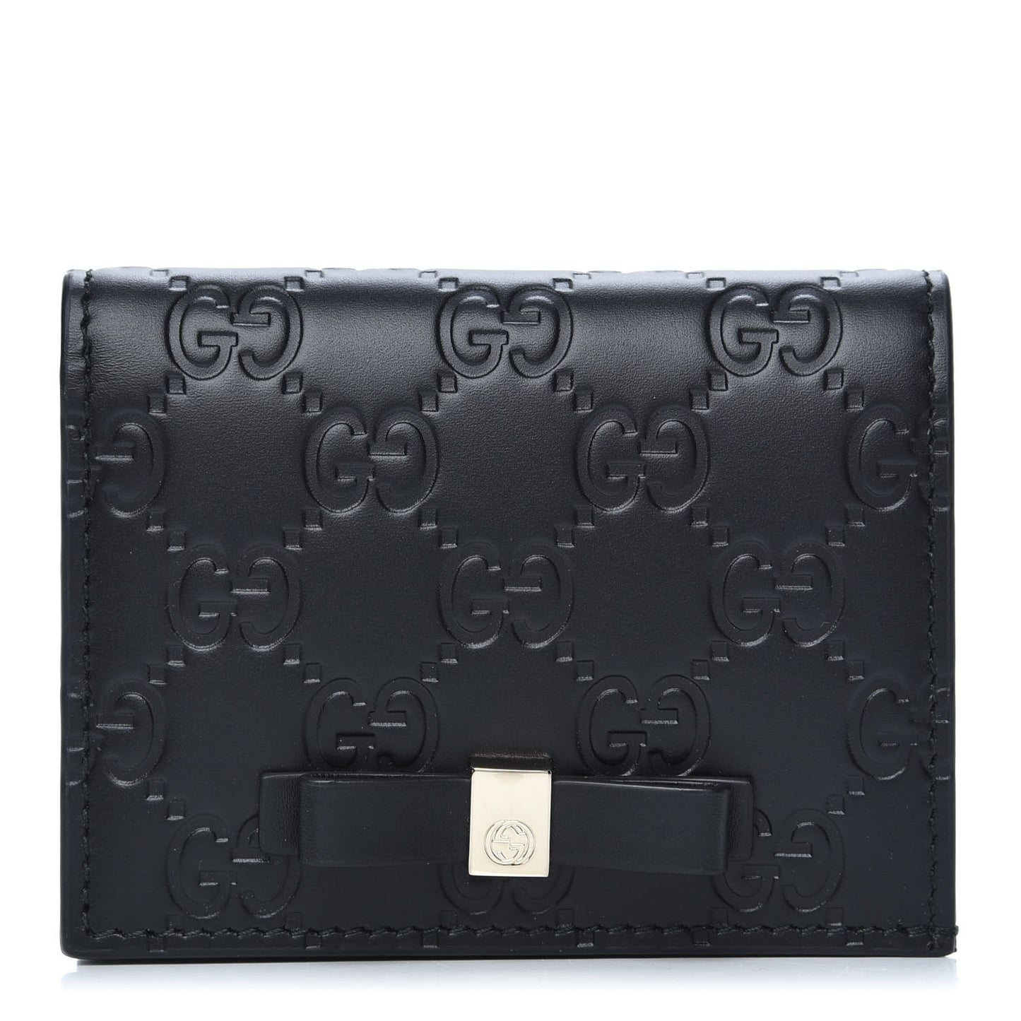 Guccissima Signature Bowy Card Case Wallet Black