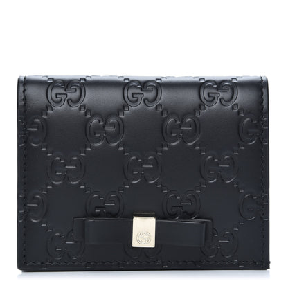 Gucci Guccissima Signature Bowy Card Case Wallet Black 1 of 7