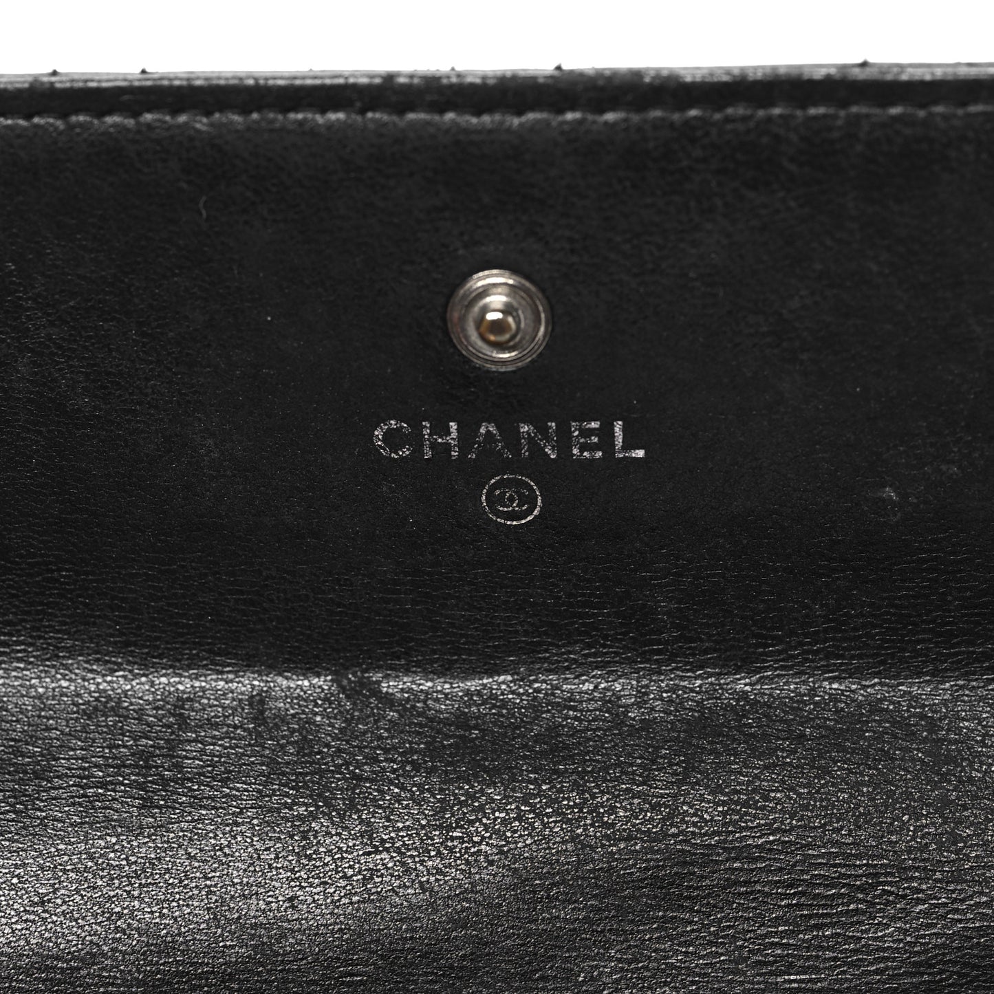 Lambskin Quilted Large Gusset Flap Wallet Black