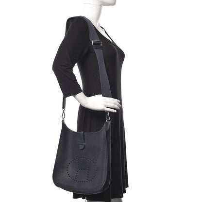 Hermes Taurillon Clemence Evelyne III PM Bleu Nuit 2 of 11