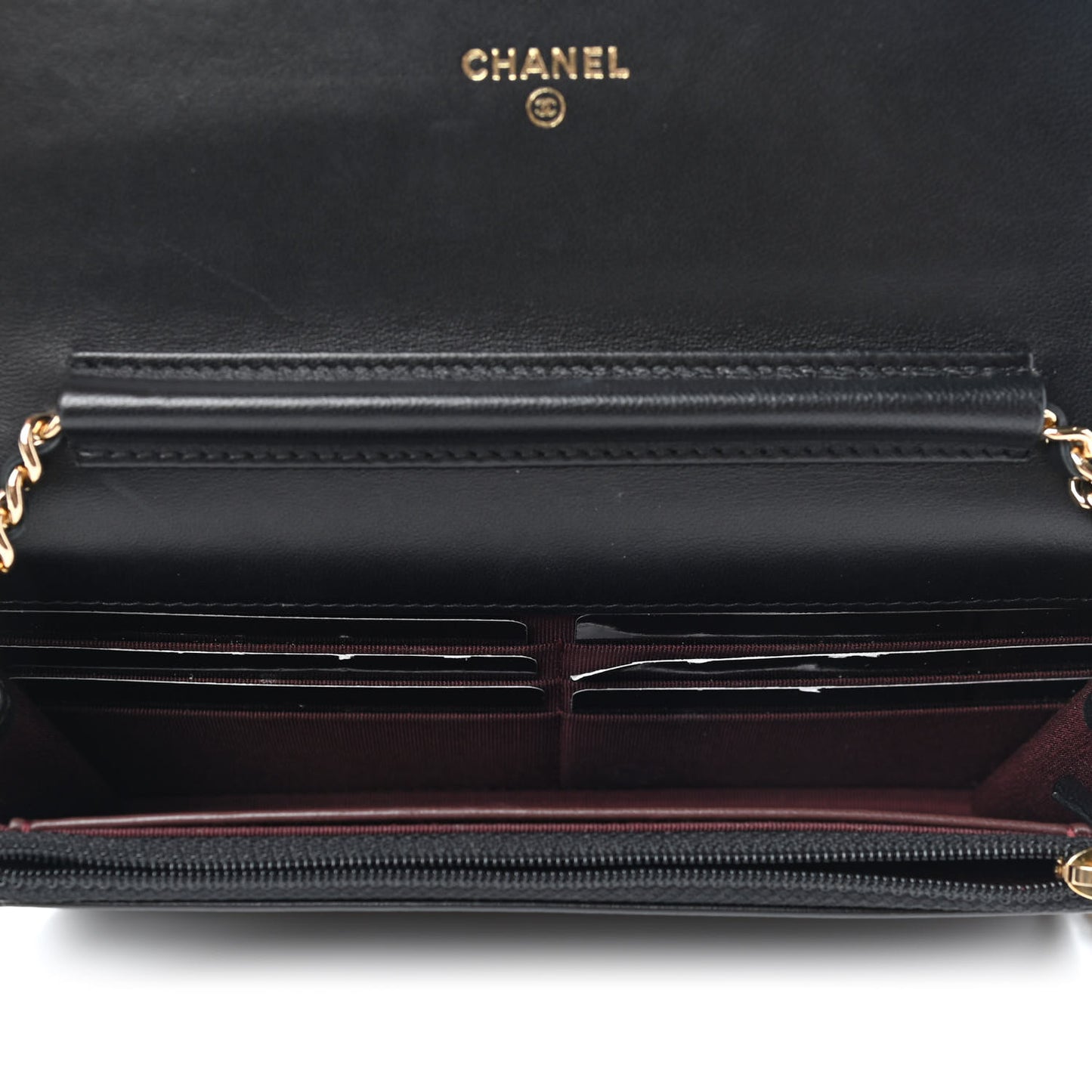 Lambskin Quilted Wallet On Chain WOC Black