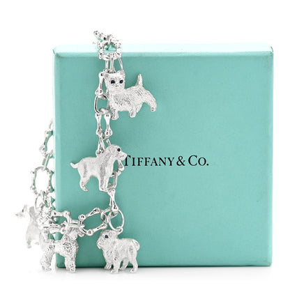 Tiffany Sterling Silver Five Dog Charm Bone Link Bracelet 5 of 5