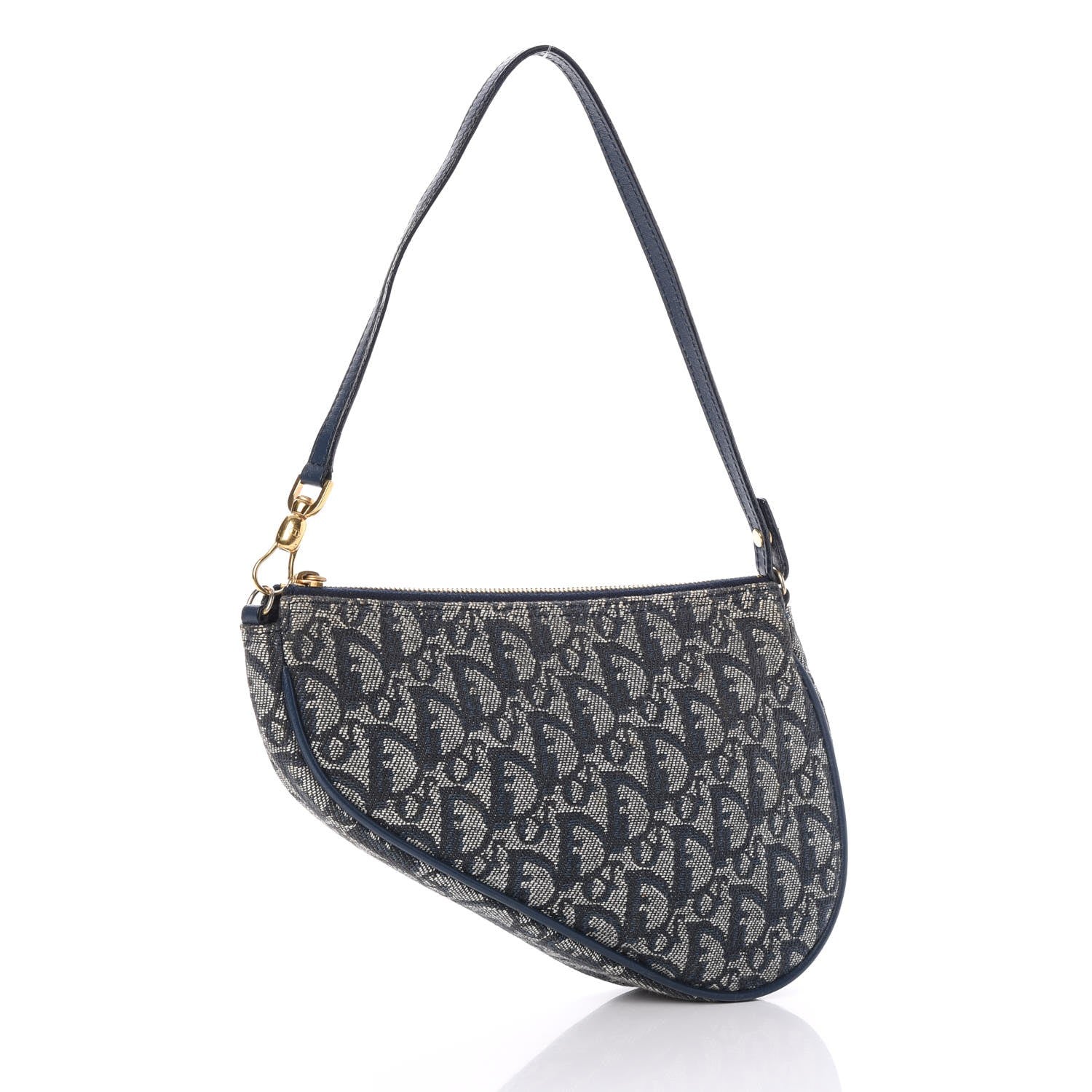 Christian Dior Monogram Mini Saddle Pochette Navy 3 of 8