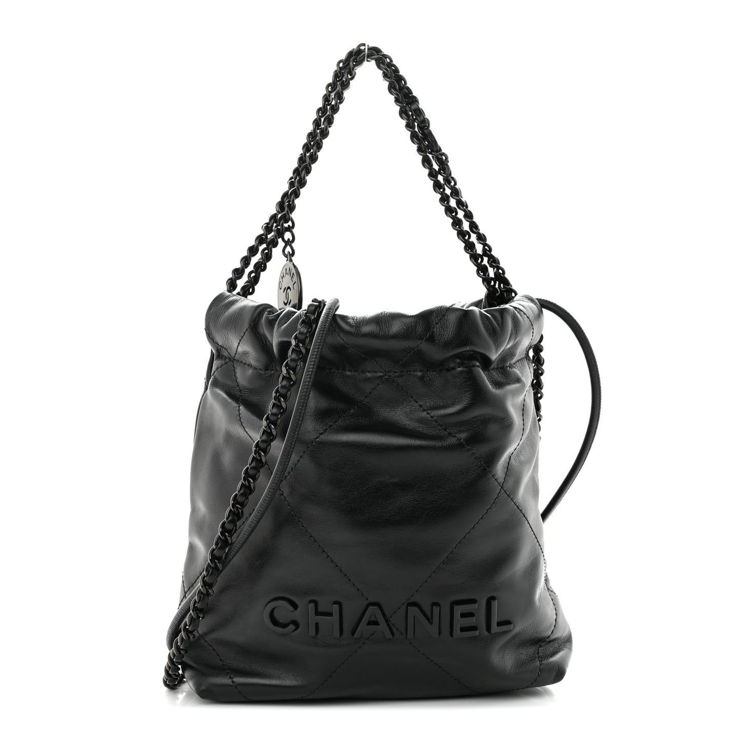 Shiny Calfskin Quilted Mini Chanel 22 So Black