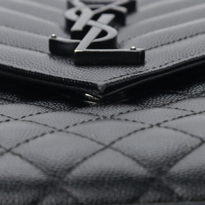 Saint Laurent Grain De Poudre Textured Mixed Matelasse Large Triquilt Monogram Monochrome Satchel Black 15 of 15