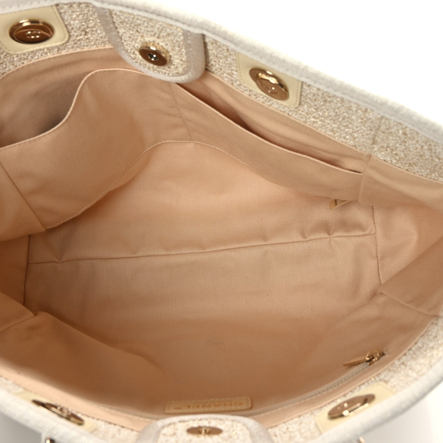 Lurex Boucle Small Deauville Tote Ivory