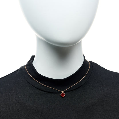 Van Cleef & Arpels 18K Rose Gold Carnelian Sweet Alhambra Pendant Necklace 2 of 6
