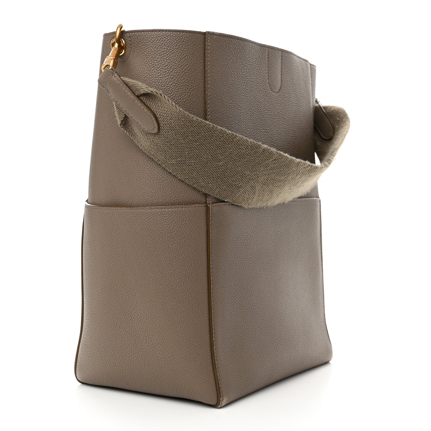 Celine Soft Grained Calfskin Sangle Bucket Bag Taupe 3 of 14