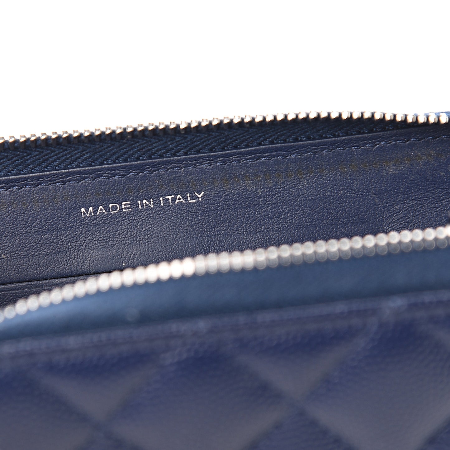 Caviar Quilted Small Zip Around Wallet Navy