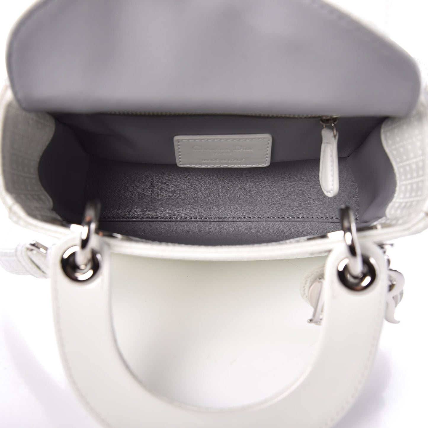 Patent Micro-Cannage Mini Lady Dior White