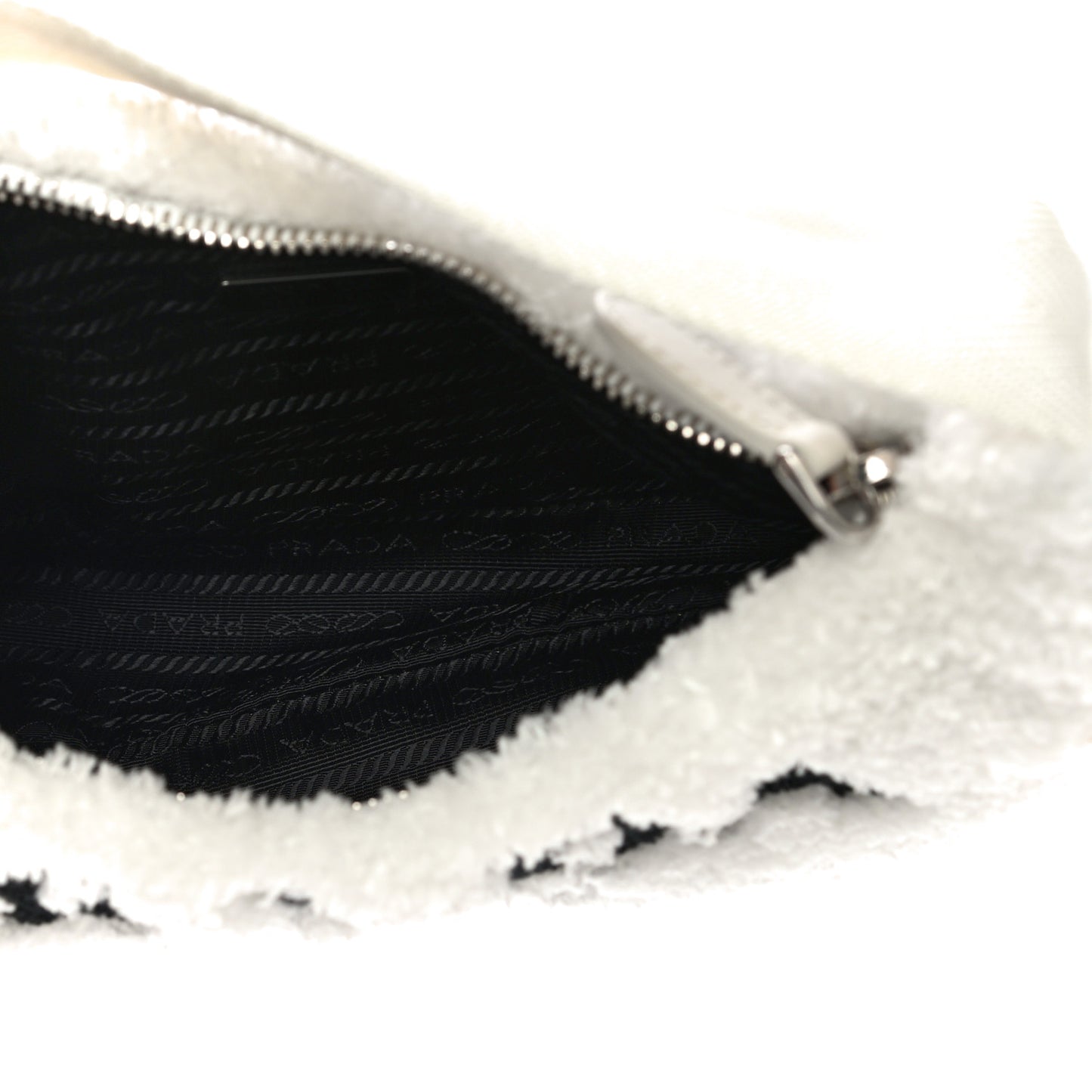 Terry Cloth Mini Re-Edition 2000 Bag White Black