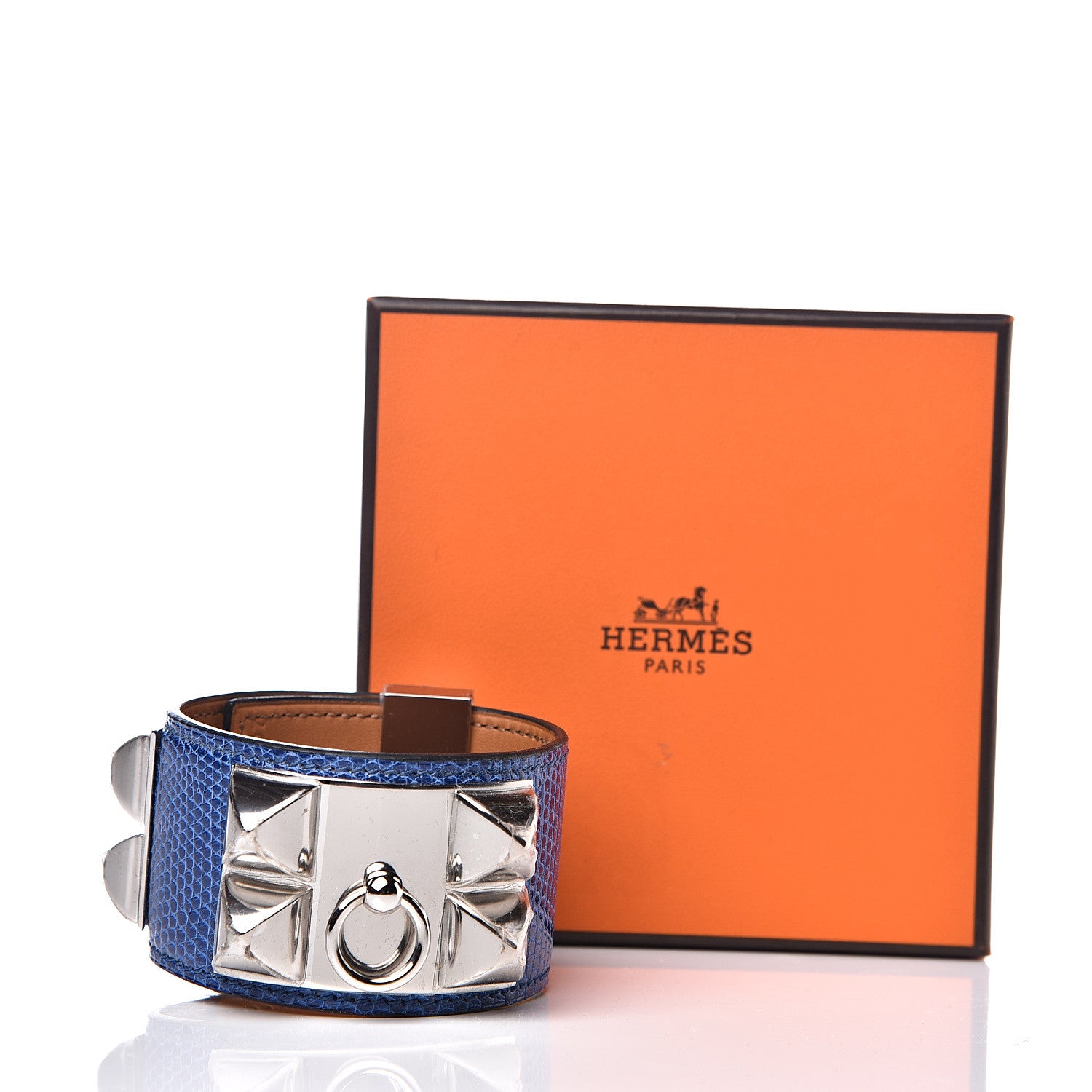 Hermes Lizard Collier De Chien CDC Bracelet T2 Bleu Saphir 6 of 6