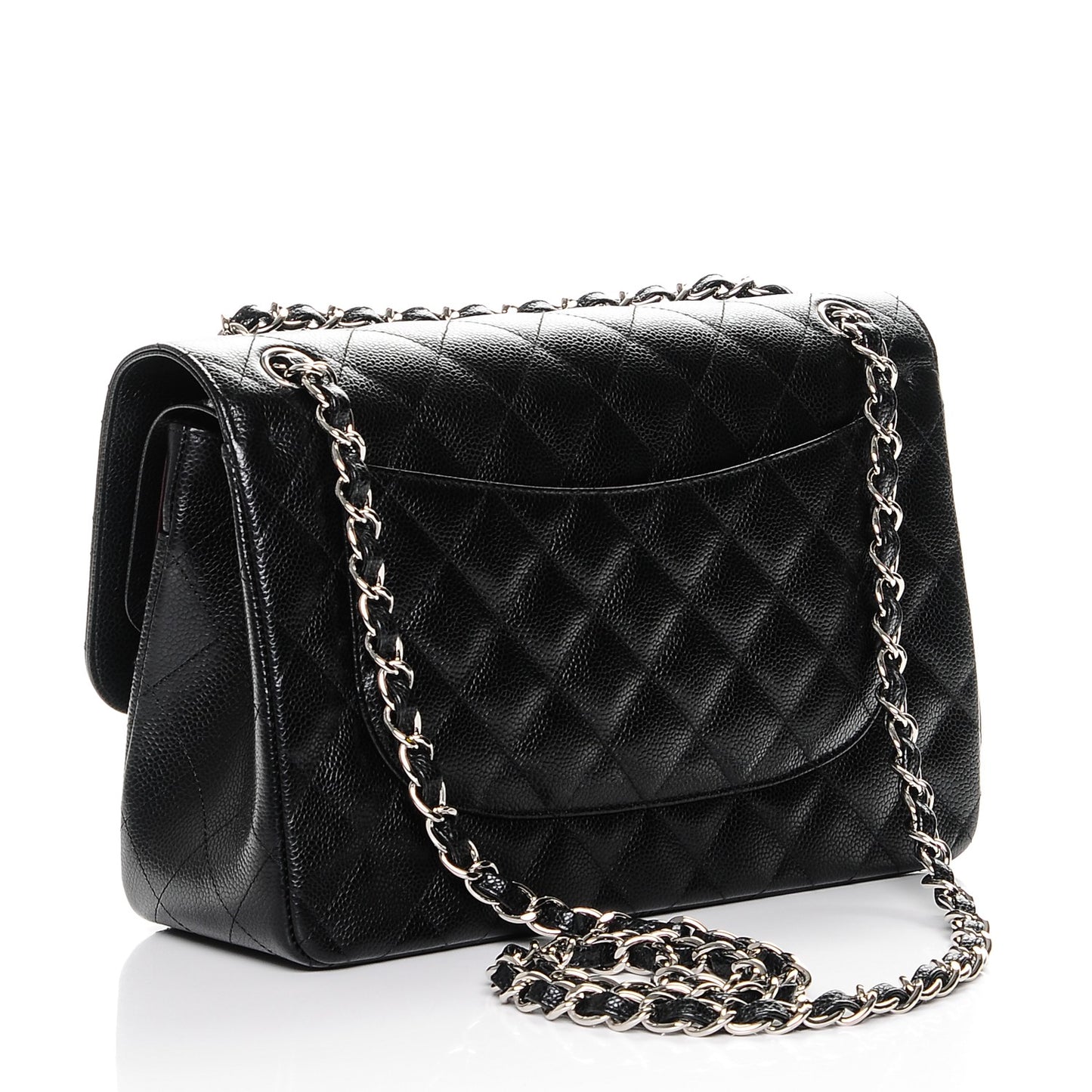 Caviar Quilted Jumbo Double Flap Black