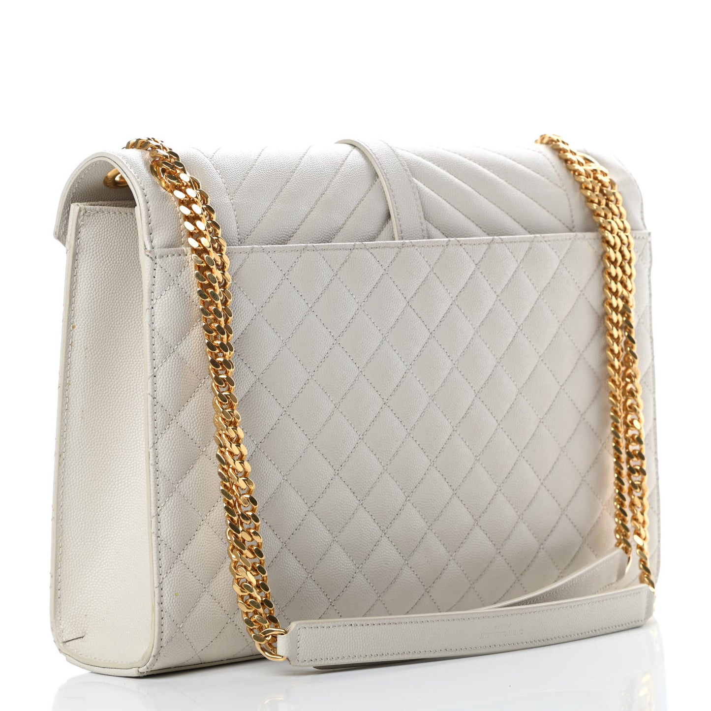 Grain De Poudre Textured Mixed Matelasse Large Triquilt Monogram Satchel Porcellana
