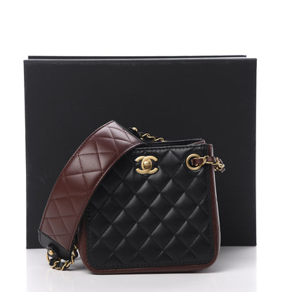 Chanel Calfskin Quilted Strap Into Bucket Bag Black Brown 12 of 12