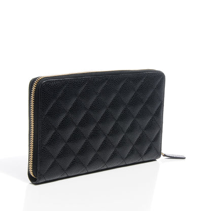 Chanel Caviar Quilted Large Zip Around Wallet Black 3 of 8