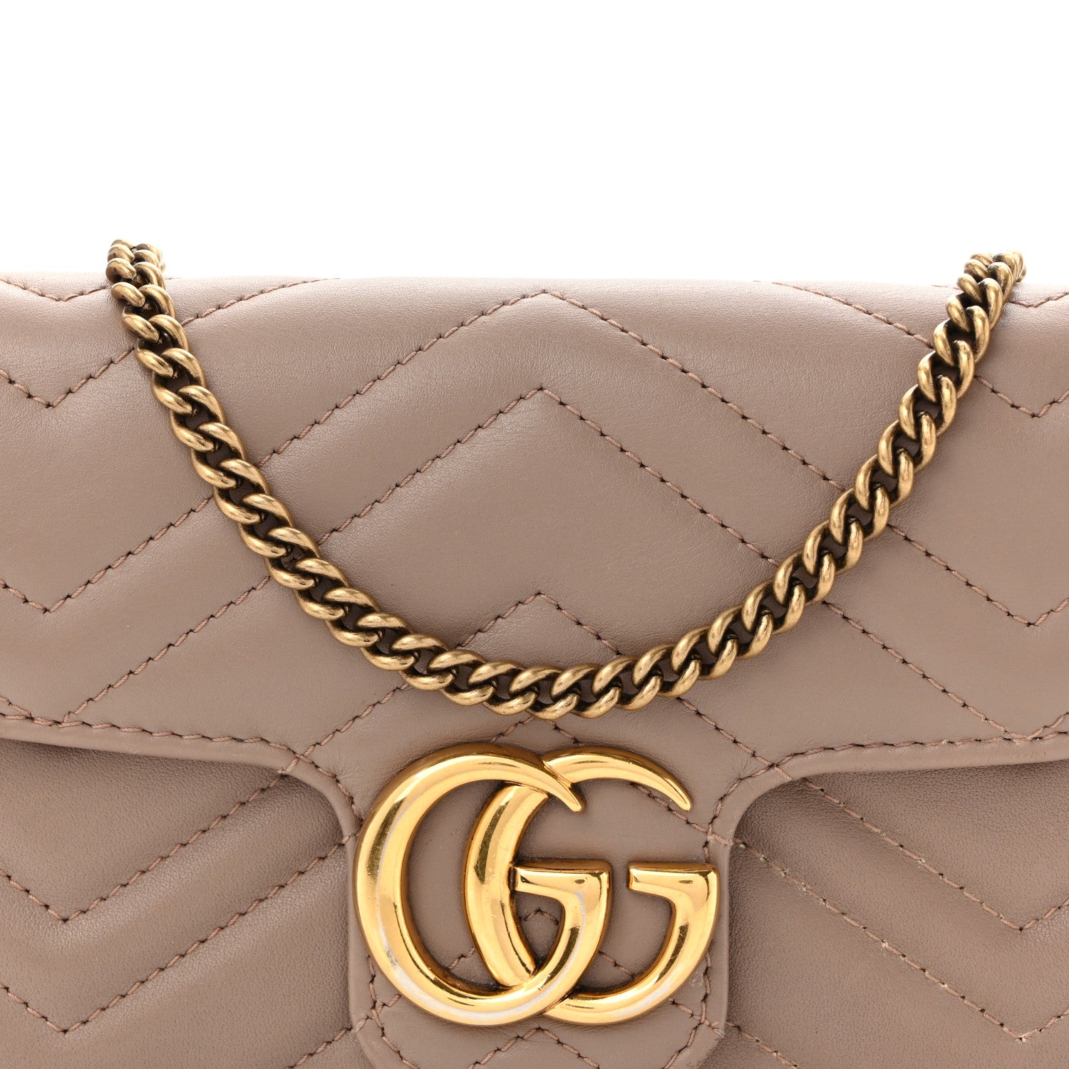 Gucci Calfskin Matelasse Super Mini GG Marmont Shoulder Bag Porcelain Rose 8 of 11